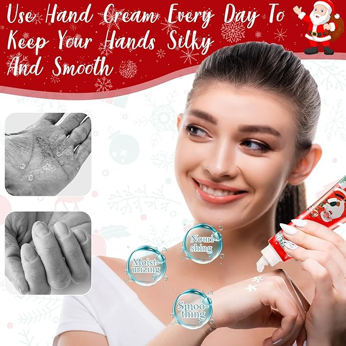 12 Pcs Christmas Hand Cream Gift Sets for Dry Cracked Hands Moisturizing Hand Lotion Small Travel Lotion Stocking Stuffers Gift Set for Women Mom Girlfriend Christmas Birthday