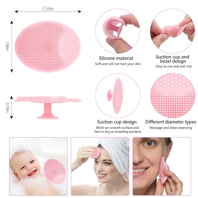 Yokilly Silicone Face Scrubber Exfoliator Brush, Manual Handheld Facial Cleansing Brush, Face Scrub Wash Brush with Soft Bristle, Face Cleansing Brush for Men and Women (4 Color)