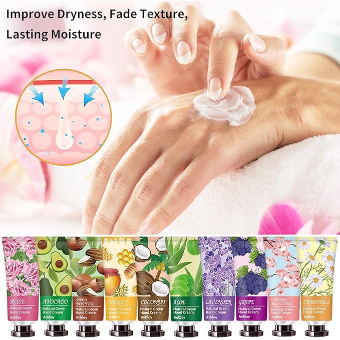 12 Pack Hand Cream for Dry Cracked Hands,Stocking Stuffers for Women,Christmas Gifts for Teengirls, Natural Hand Lotion Travel Size,Mini Lotion Gifts for Teacher