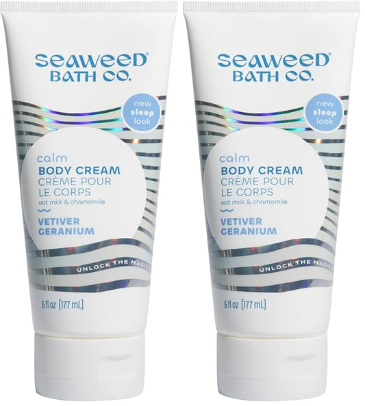 The Seaweed Bath Co. Sleep Body Cream, Calm, Nutrient-Rich Bladderwrack Seaweed, Vegan, Paraben Free, 6 fl. oz. (Pack of 2)