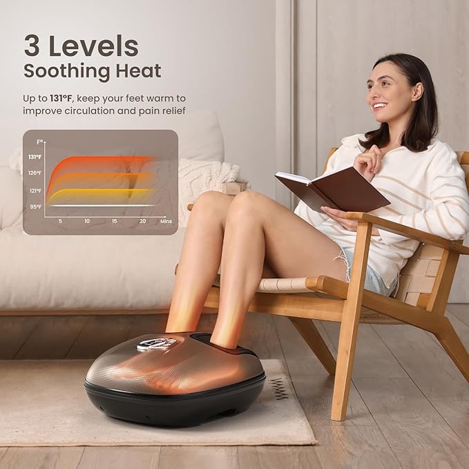 RENPHO Foot Massager Machine with Heat [2026 Upgraded], Shiatsu Foot Massager for Plantar Fasciitis, Birthday Gifts for Women Mom Men Dad, Wireless Control, 2026 New Upgraded, Up to US 12
