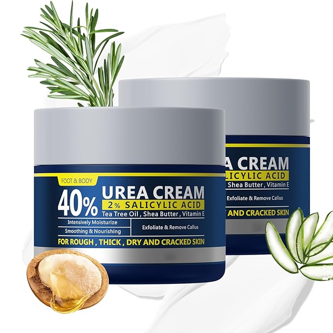 2 Pack Urea Cream 40% + 2% Salicylic Acid, 3.53 oz - Maximum Strength Foot & Hands Moisturizer for Rough, Dry Cracked Skin, Callus Remover with Deep Hydration, Intensive Repair for Feet, Heels