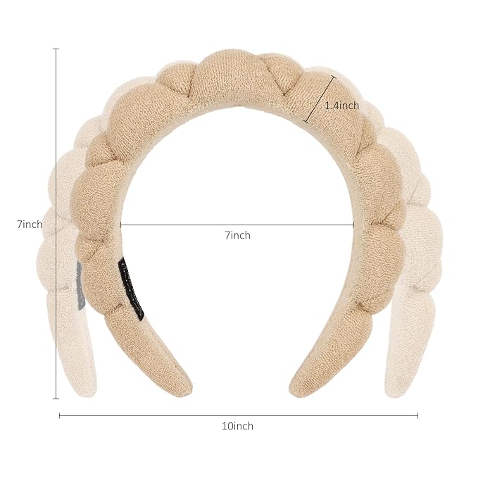 WHAVEL 2 Pack Spa Headband for Washing Face, Get Ready Headband Soft Terry Cloth Headbands Puffy Hair Band for Face Washing, Skincare, Makeup
