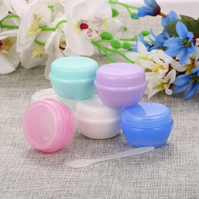 Travel Accessories Toiletry Containers, 1 oz Plastic Little Jars for Creams, Compact Travel Size Containers with Leak proof Lids for Face Hand Body Cream (6 Pieces)
