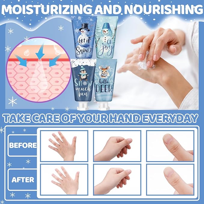 24 Winter Hand Cream Christmas Holiday Hand Lotion Gifts Bulk Moisturizing Cracked Care Scented Lotion 1.1 Fl oz Travel Size Dry Skin Xmas Stocking Stuffers Men Women Coworkers Party Favors