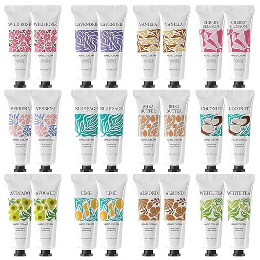 24 Pack Hand Cream Gifts Set for Women, Hand Lotion Travel Size Hand Cream Bulk, Mini Moisturizer Hand Lotion for Dry Cracked Hands, Bridesmaid Gifts, Nurse Teacher Appreciation Gifts, Party Favors