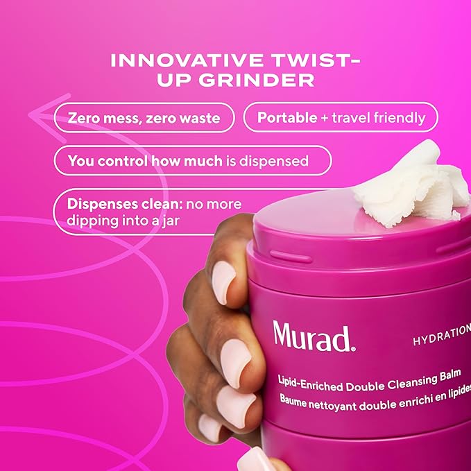 Murad Lipid-Enriched Double Cleansing Balm - Hydrating Balm-to-Oil Face Cleanser & Makeup Remover Removes Long-Wear Makeup & SPF Barrier Repair with Ceramides & Camellia Oil 1.7 Fl Oz