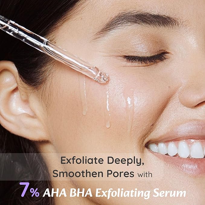 WildOak 7% AHA BHA Peeling Face Serum | 1% Fruit AHA | Skin Exfoliation, Pore Cleansing & Anti-Aging | Great for beginners | 1.01 fl oz