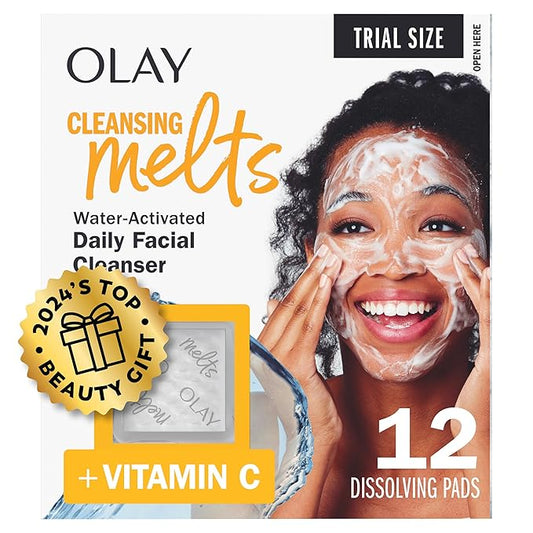 Olay Cleansing Melts + Vitamin C Face Cleanser, 12ct, Water-Activated Face Wash Cleans, Tones, and Refreshes Skin
