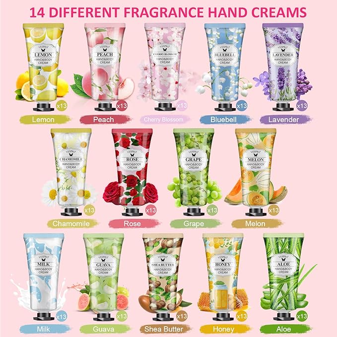 182 Pack Hand Cream Set, Stocking Stuffers for Women, Hand Lotion for Christmas Gifts, Thank You Gifts, Bridesmaid Gifts, Birthday Gifts and Small Gifts, Hand Lotion Travel Size for Dry Cracked Hands