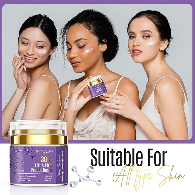 30% Lift & Firm Peptide Cream for Face - Organic Anti Aging Firming Cream for Wrinkles and Fine lines - Hydrating Formula with Matrixyl for Skin Firmness and Barrier Repair - 1.7 Fl Oz /50ML