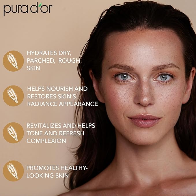 PURA D'OR 3.38 Oz Rice Water Balancing Facial Toner - Hydrating & Soothing Formula with Natural Extracts - Skin Texture Support for Radiant Skin - Alcohol-Free - Travel Size