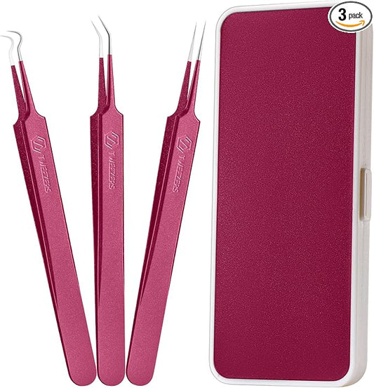 WSYUB Blackhead Remover Tweezers,Professional Facial Blackhead Tweezers,Ingrown Hairs TweezersPimple Popper Tool Kit, Dermatologist Tweezers for Acne Removal, Extraction Tweezers