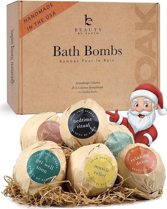 Bath Bombs Gift Set, USA Made with Organic & Natural Ingredients, Christmas Stocking Stuffers for Women & Men, Relaxing Spa Gifts, Wife Stocking Stuffers