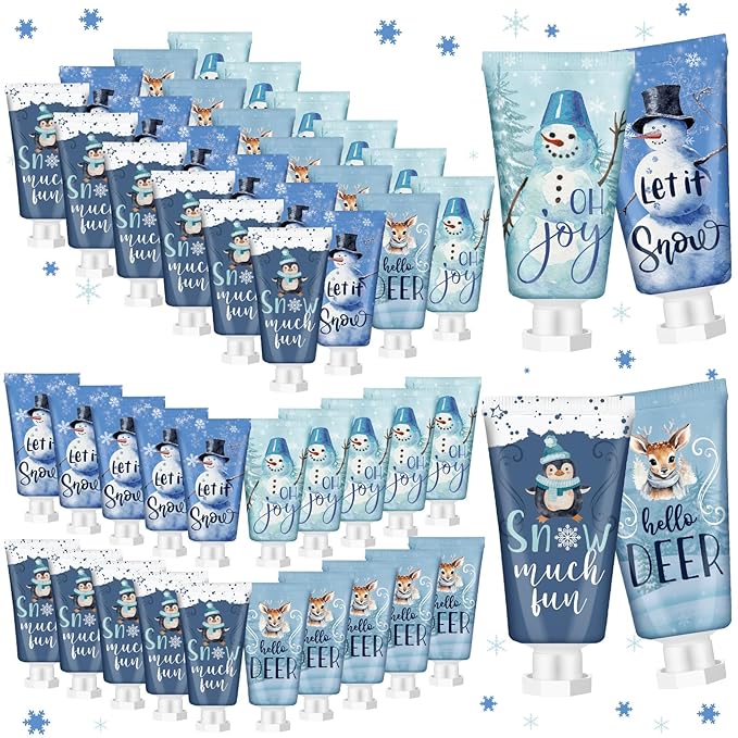 24 Winter Hand Cream Christmas Holiday Hand Lotion Gifts Bulk Moisturizing Cracked Care Scented Lotion 1.1 Fl oz Travel Size Dry Skin Xmas Stocking Stuffers Men Women Coworkers Party Favors