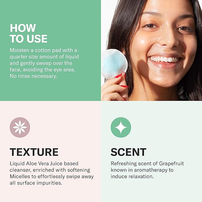 Odacité Facial Cleanser with Foam - Blue Aura Cleansing Water Facial Wash with Neem, Holy Basil & Turmeric - No-Rinse Micellar Water Removes Pollution, Impurities & Makeup, 4.0 fl. Oz