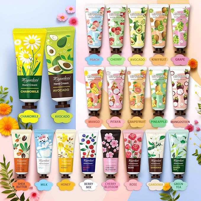 20 Pack Hand Cream Gift Set, Natural Plant Scents, Moisturizing Hand Lotion Travel Size,，Christmas Gifts for Women, Birthday, Stocking Stuffers for Women, Thank You Gifts，Small Gifts 20ml