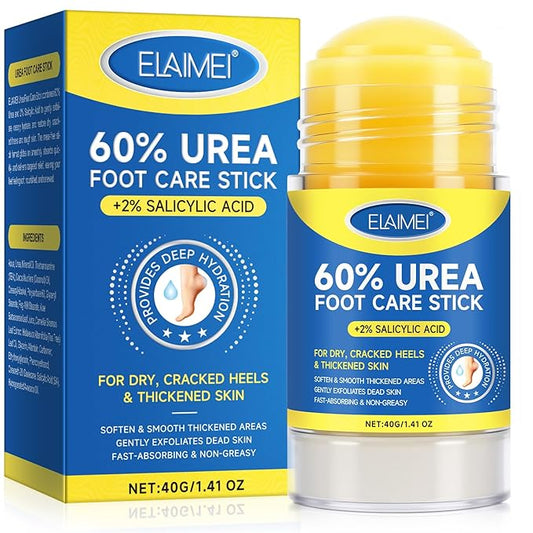 60% Urea Cream with 2% Salicylic Acid, Foot Repair Stick – Deep Moisturizing Callus Remover for Cracked Heels, Dry Feet, Elbows, and Hands – Non-Greasy, Hygienic Solid Stick