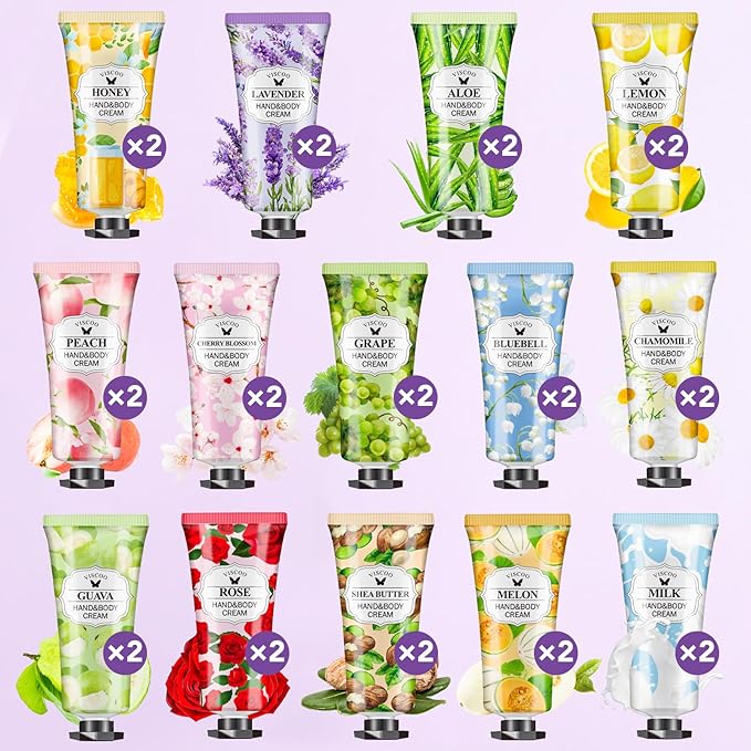 28 Pack Hand Cream Gifts Set for Women, Stocking Stuffers for Women,Teengirls, Christmas Gifts Bulk Gifts,Small Gifts,Mini Moisturizing Hand Lotion Travel Size in Bulk for Dry Cracked Hands