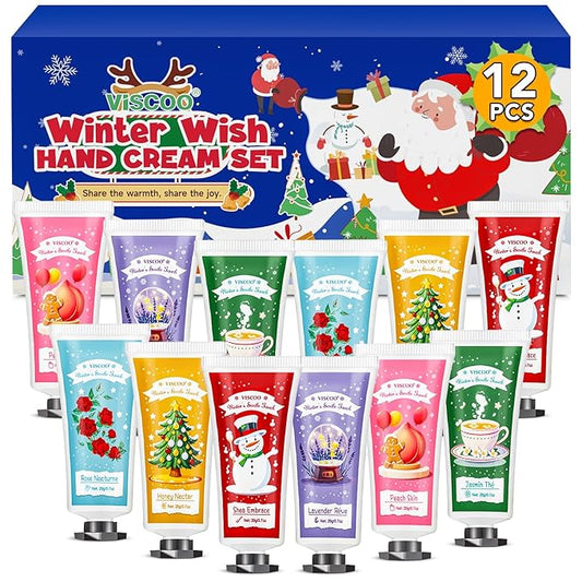 12 Pack Christmas Hand Cream Gift Set for Women, Mini Hand Lotion for Dry Cracked Hands Travel Size,Christmas Gifts in Bulk for Party Favors,Stocking Stuffers for Women Teen Girls Holiday Gifts