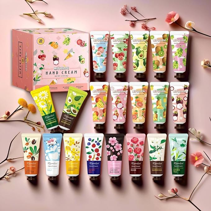 20 Pack Hand Cream Gift Set, Natural Plant Scents, Moisturizing Hand Lotion Travel Size,，Christmas Gifts for Women, Birthday, Stocking Stuffers for Women, Thank You Gifts，Small Gifts 20ml