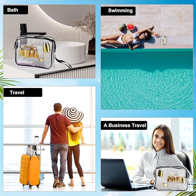 30 Pack TSA Approved Glass Travel Skincare Containers, 1.3/1/0.7/0.3oz Refillable Traveling Size Containers with Pump, Jars & Essential Oil Bottle in Clear Zip Bag, Leak-Proof for Creams & Liquids