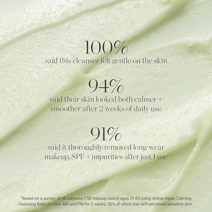 KORA Organics Active Algae Calming Cleansing Balm, Balancing Facial Cleanser to Help Reduce Redness & Blemishes, Melt Away Makeup & Sunscreen, Face Wash for Men and Women, 3.38 fl oz