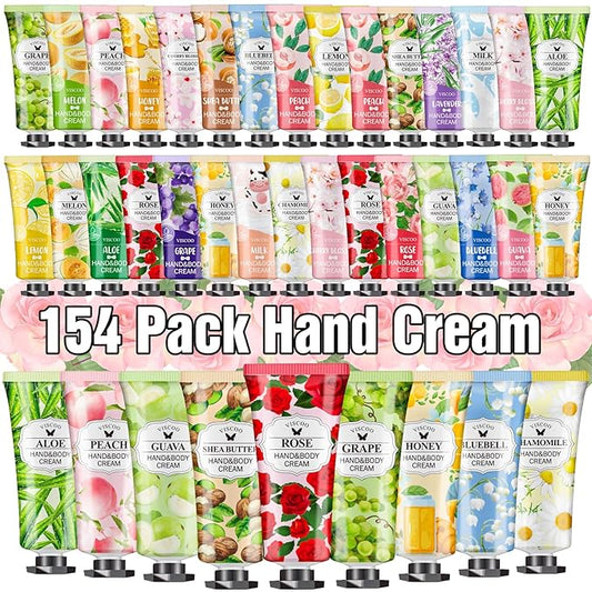 154 Pack Hand Cream Gifts Set for Women, Stocking Stuffers for Women Teengirls, Christmas Gifts, Bulk Gifts,Small Gifts,Mini Moisturizing Hand Lotion Travel Size in Bulk for Dry Cracked Hands