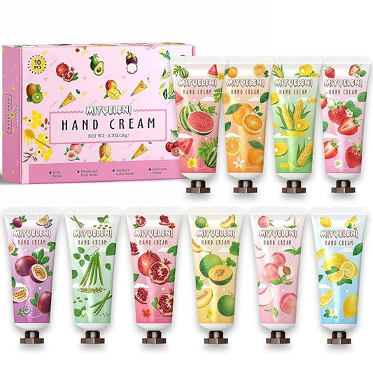 10 Pack Hand Cream Gift Set, Natural Plant Scents, Moisturizing Hand Lotion Travel Size, womens gifts for christmas, Birthday, Valentine's Day, Stocking Stuffers, Thank You Gifts