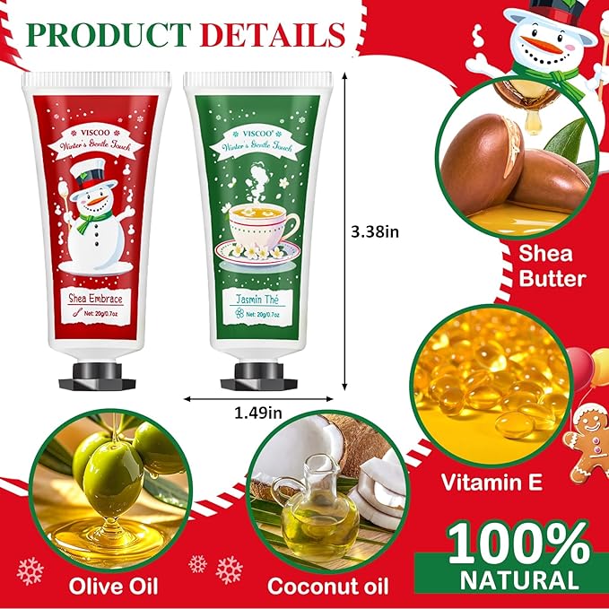 12 Pack Christmas Hand Cream Gift Set for Women, Mini Hand Lotion for Dry Cracked Hands Travel Size,Christmas Gifts in Bulk for Party Favors,Stocking Stuffers for Women Teen Girls Holiday Gifts