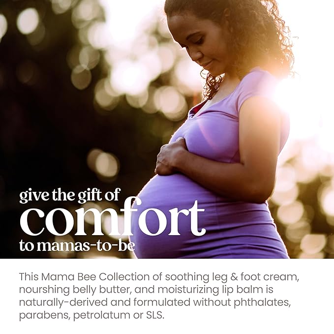 Burt's Bees Pregnancy Essentials Christmas Gifts Set, 3 Baby Shower Products & Must Have Baby Registry Items, Nourishing Skincare for Mom to be - Mama Belly Butter, Original Lip Balm, Leg & Foot Cream