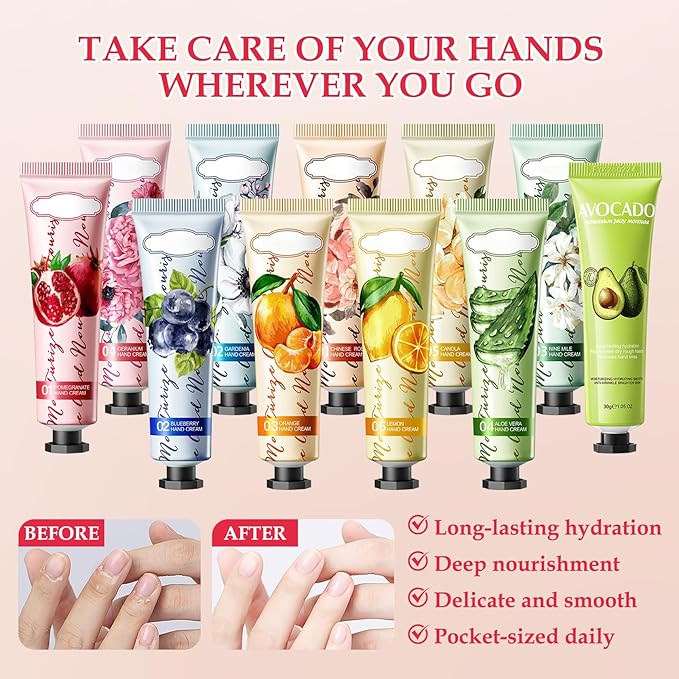 22PCS Hand Cream Gifts Set,Hydrating Mini Hand Lotion for Dry Skin,Non-greasy Bulk Hand Cream Travel Size,Small Hand Lotions Set,Moisturizing Moisturizer for Birthday Gifts for Women