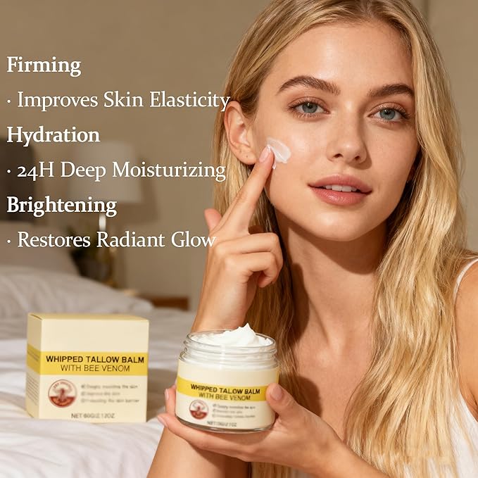 Beef Tallow Moisturizing Cream with Bee Venom & Royal Jelly - Intense Winter Therapy for Dry, Cracked Skin - Long-Lasting Hand & Body Cream for Deep Nourishment & Repair