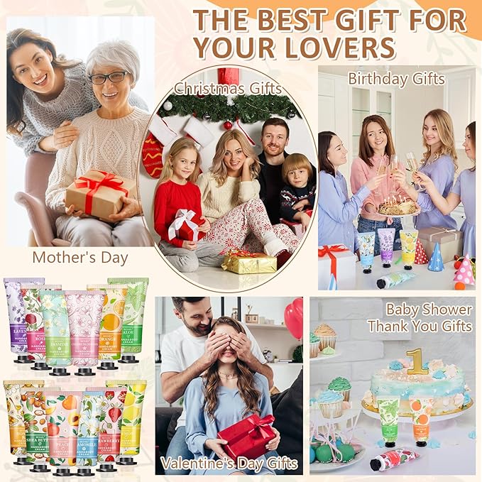24 Pack Hand Cream Gifts Set For Women, Mini Hand Lotion Travel Size in Bulk for Dry Cracked Hands, Graduation Gifts, End of Year Teacher Appreciation Gifts, Thanksgiving Gifts, Party Favors