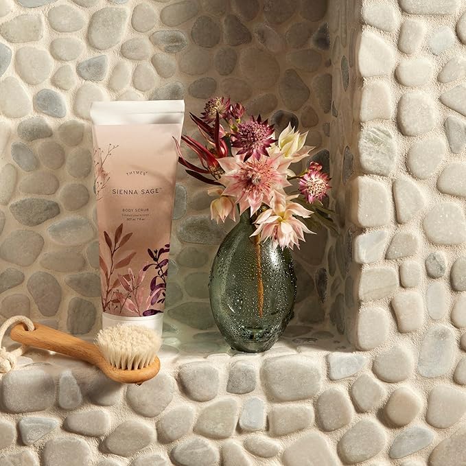 Thymes Sienna Sage Body Scrub - Body Exfoliator for Skin Care Routine - Moisturizing and Exfoliating Body Scrub, Face Scrub, Foot Scrub (7 Fl oz)