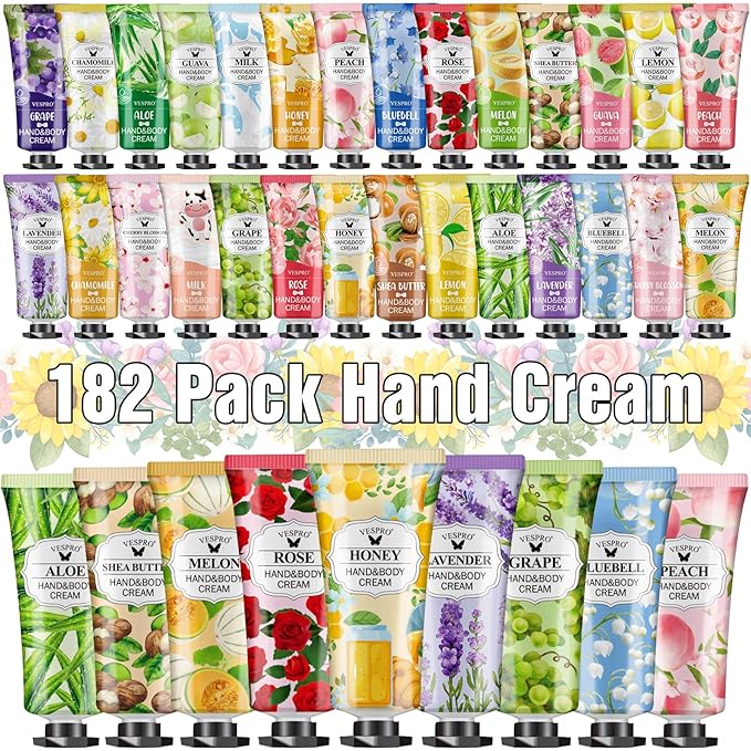 182 Pack Hand Cream Set, Stocking Stuffers for Women, Hand Lotion for Christmas Gifts, Thank You Gifts, Bridesmaid Gifts, Birthday Gifts and Small Gifts, Hand Lotion Travel Size for Dry Cracked Hands