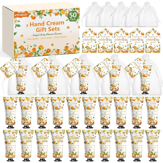 50 Pack Bulk Hand Cream Sets, Appreciation Gifts, Bridal Shower Favors, Wedding Shower Favors and Baby Shower Favors for Guests, Wedding Welcome Bag Stuffers for Guests, Thank You Gifts (Orange)