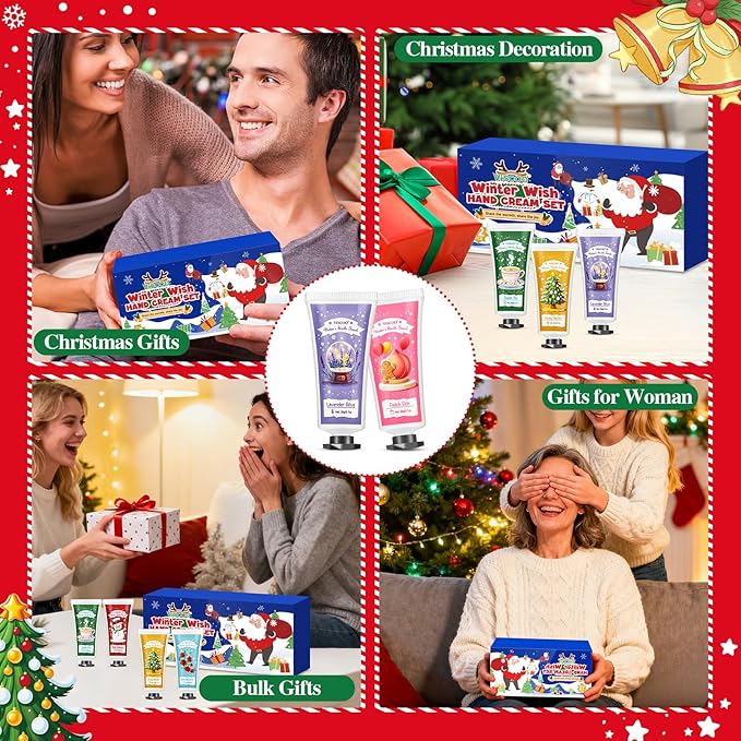 12 Pack Christmas Hand Cream Gift Set for Women, Mini Hand Lotion for Dry Cracked Hands Travel Size,Christmas Gifts in Bulk for Party Favors,Stocking Stuffers for Women Teen Girls Holiday Gifts