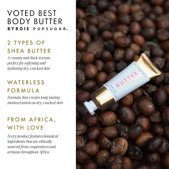 54 Thrones African Beauty Shea Butter, Intensive Dry Skin Support, Moisturizing Body Butter for Women, Moisturizing Body Balm and Cream, Locks in Moisture, Kenyan Hibiscus + Moroccan Rose, 1.7 oz